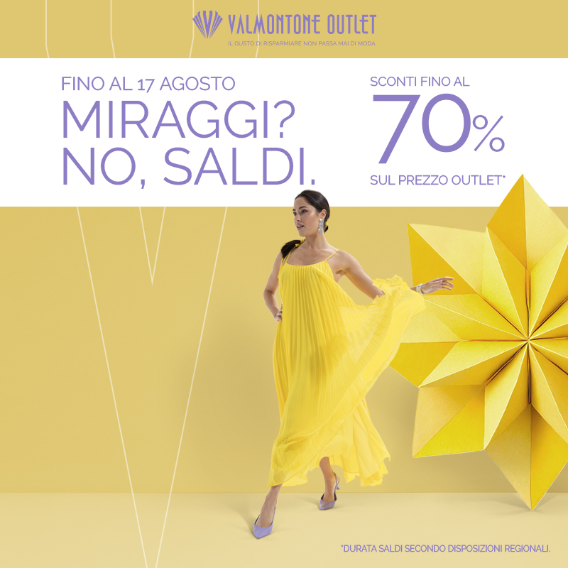 Sensazionale: saldi fino al 70% sul prezzo outlet.